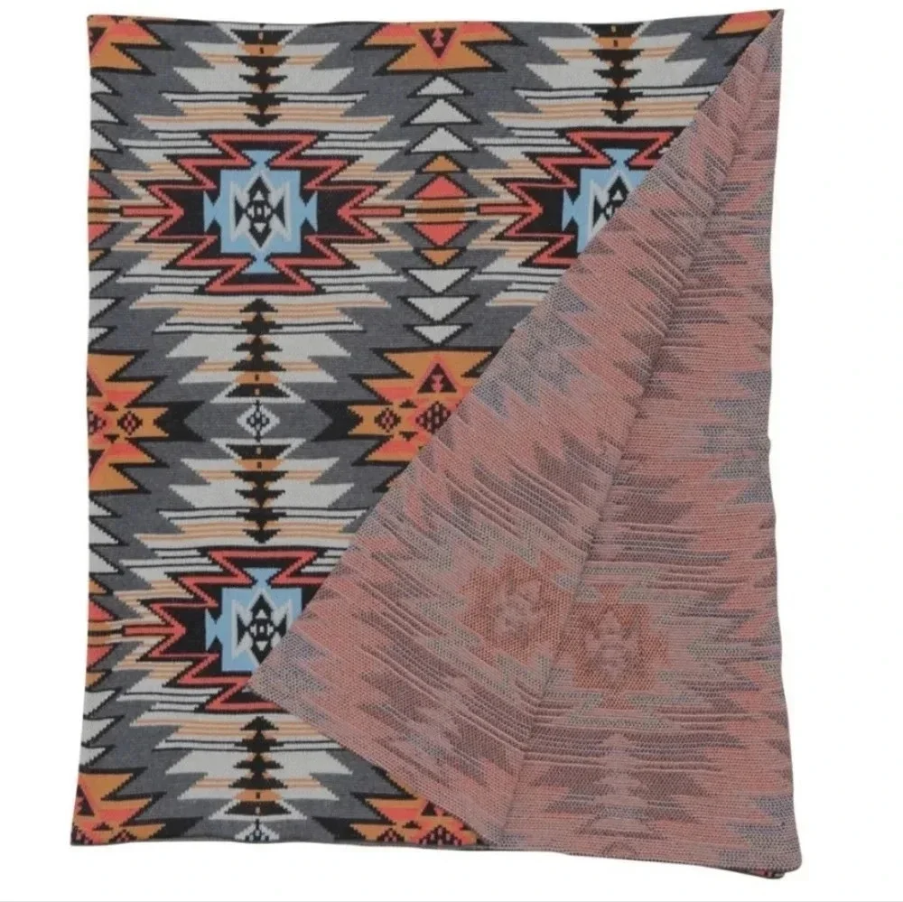 New 100% Cotton Tribal Aztec Boho Western Throw Blanket